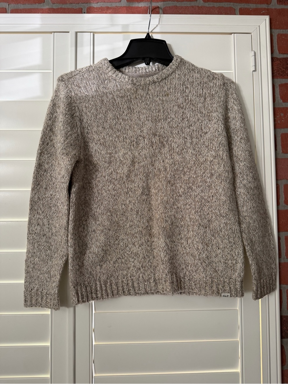 abercrombie kids Heathered Neutral Crewneck Sweater - Beige Taupe